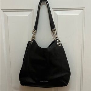 Michael Kors Black Shoulder Bag with Silver Accents